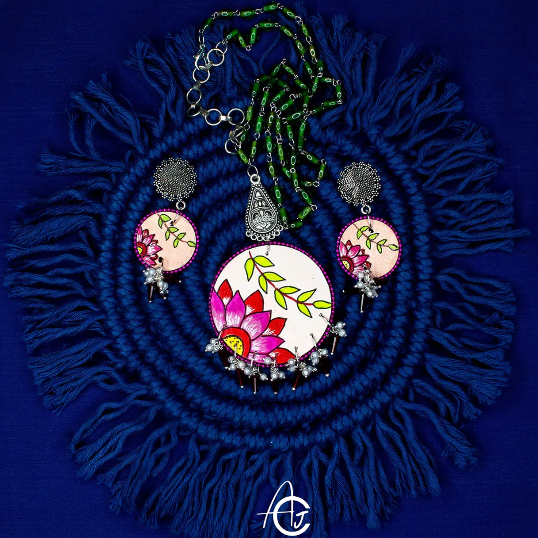 Statement Necklace Set, Handpainted : Handmade - Image 4